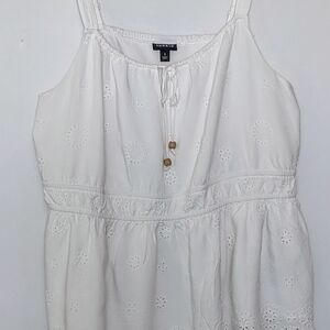 Torrid White Sleeveless Smocked Tank Top